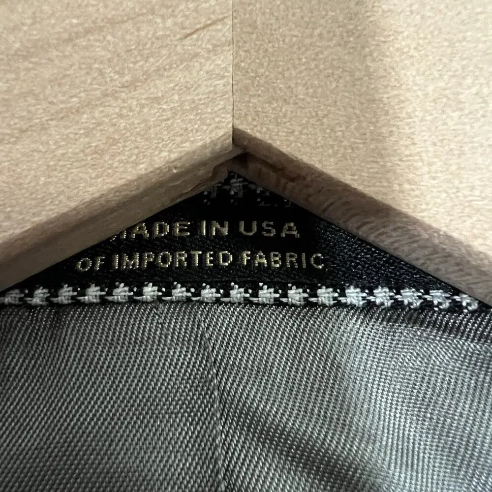 Vintage Hart Schaffner‎ Marx Houndstooth Sport Jacket Blazer Mens 42R USA Black